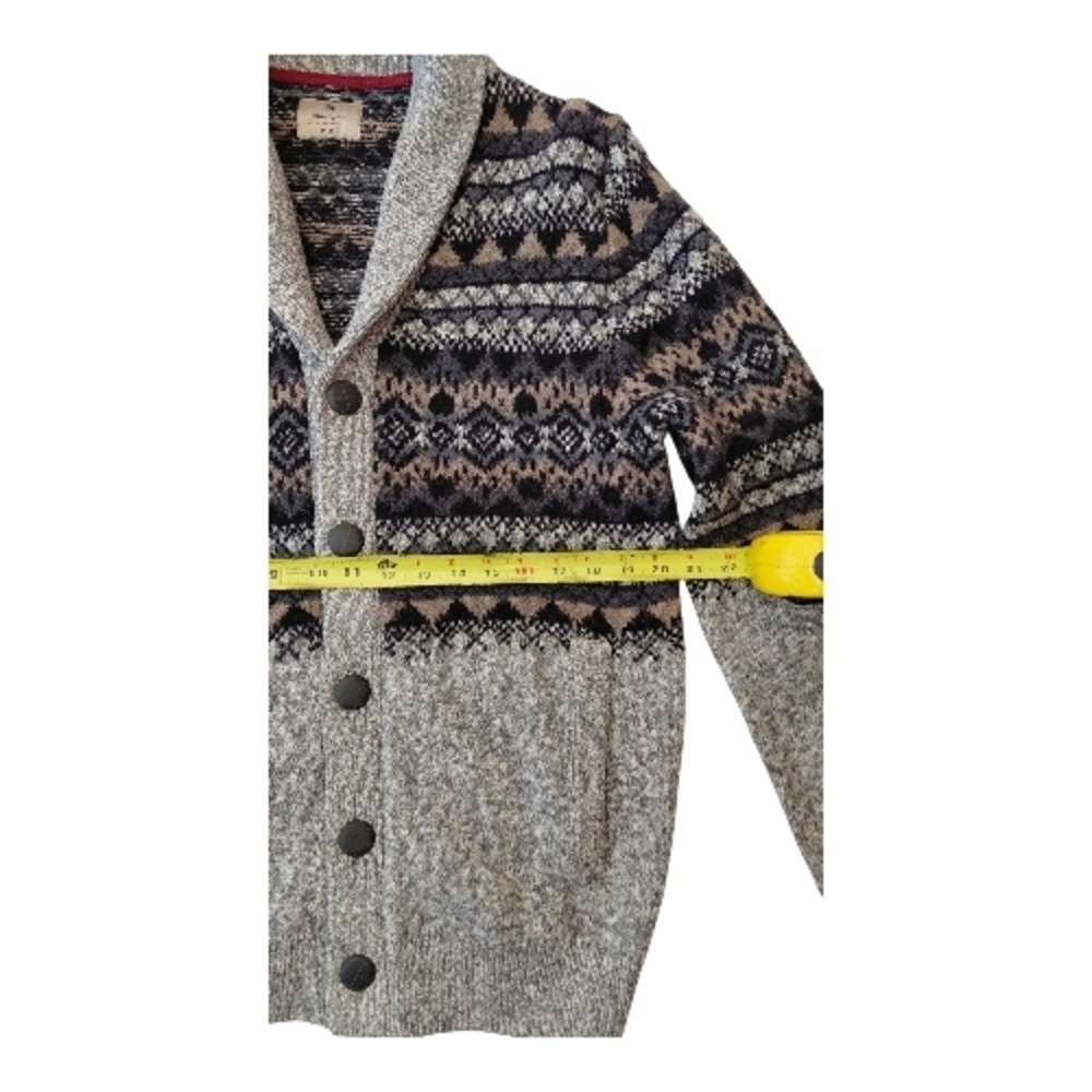 Men's Stylish Gray Patterned Cardigan - Picture 2 of 7